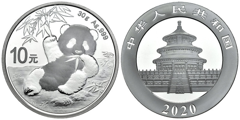 China. 10 yuan. 2020. Ag. 30,00 g. Panda Series. Brilliant uncirculated. Mint st...