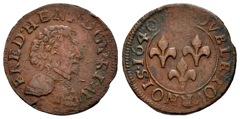 France. Double tournois. 1640. (Bdc-1006). Au. 3,28 g. Rare. VF. Est...45,00. 
...