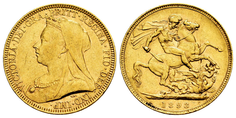 Great Britain. Victoria Queen. 1 sovereign. 1893. (Km-785). Au. 7,99 g. Choice V...