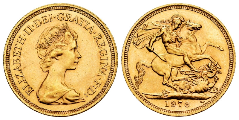 Great Britain. Elizabeth II (1952-2022). 1 sovereign. 1978. (Km-919). (Fr-418). ...