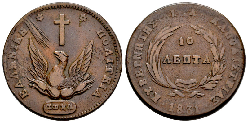 Greece. Giovanni Capodistria (1828-1831). 10 lepta. 1831. (Km-12). Ae. 14,37 g. ...