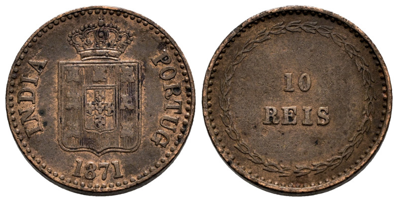 Portuguese India. D. Luís I (1861-1889). 10 reis. 1871. (Gomes-05.01). (Km-303)....