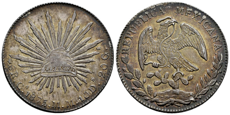 Mexico. 8 reales. 1875. Chihuahua. MM. (Km-377.2). Ag. 27,07 g. Beautiful old ca...