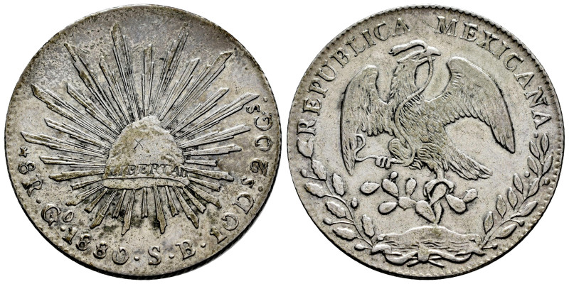 Mexico. 8 reales. 1880. Guanajuato. SB. (Km-377.8). Ag. 27,04 g. Slightly cleane...