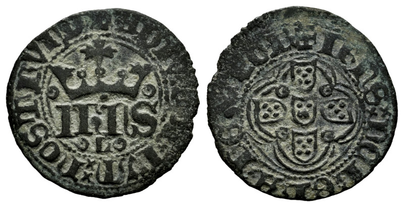 Portugal. D. Joao I (1385-1433). 1/2 real of 10 Soldos. Lisbon. L. (Gomes-No cit...