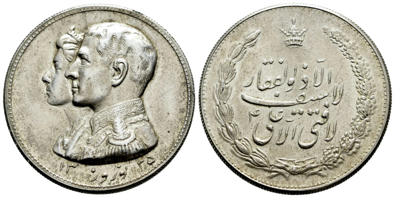 Iran. Mohammad Reza Palhevi. Medal. SH 13335 (1956). Anv.: Jugate busts of Muham...