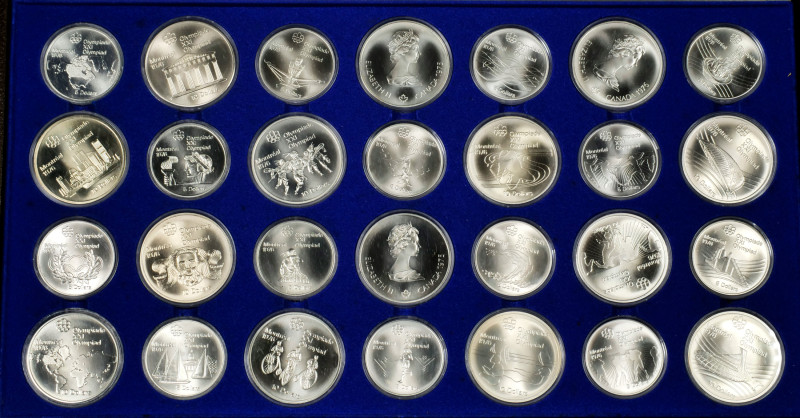 Official commemorative case with the complete 'Canadian Olympic Coins 1976' silv...