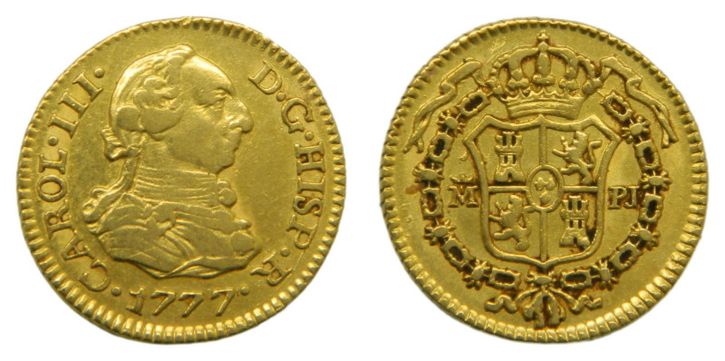 Carlos III (1759-1788) 1777 PJ. Madrid. 1/2 Escudo. (AC 1266) Au 1,77 gr.

Sta...