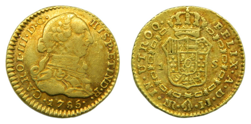 Carlos III (1759-1788) 1785 JJ. Santa fe de Nuevo reino. 1 Escudo. (AC 1468) Au ...