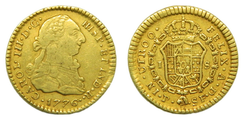 Carlos III (1759-1788) 1776 SF. Popayán. 1 Escudo. (AC 1419) Au 3,31 gr. 

Sta...