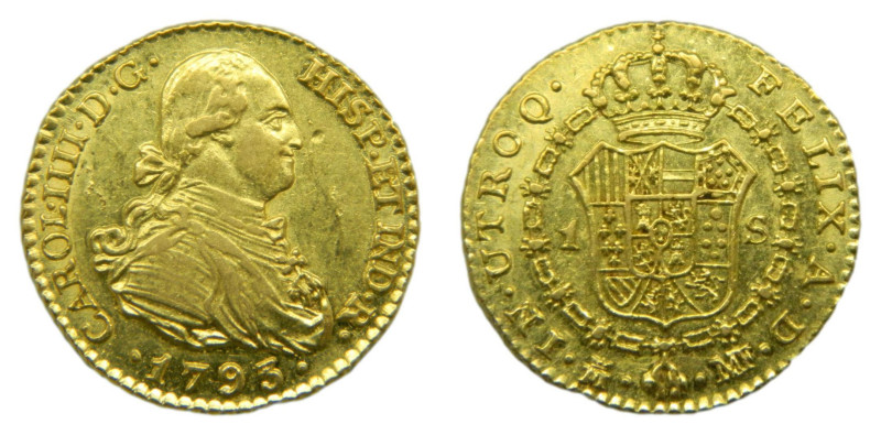 Carlos IV (1788-1808) 1793 MF. Madrid. 1 escudo (AC1110) Au 3,39 gr.

Status: ...