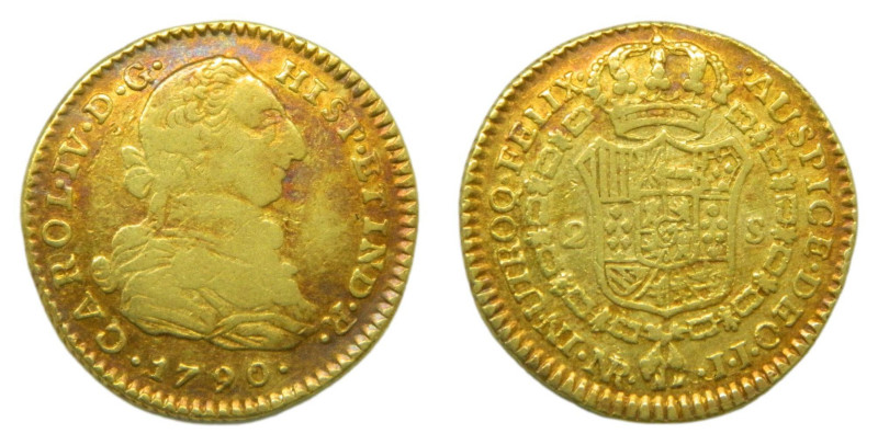 Carlos IV (1788-1808) 1790/89 JJ. Santa fe de Nuevo Reino. 2 escudos (AC1381) Au...