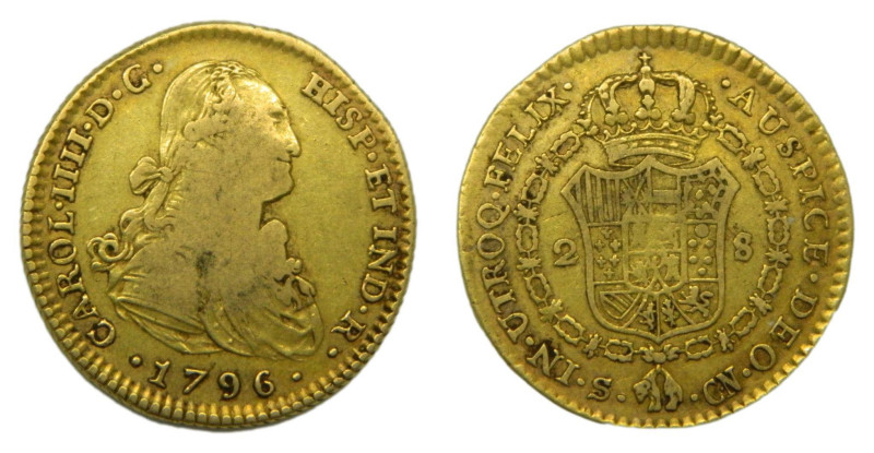 Carlos IV (1788-1808) 1796 CN. Sevilla. 2 escudos (AC1432) Au 6,64 gr.

Status...