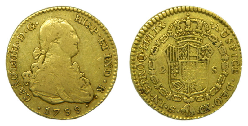 Carlos IV (1788-1808) 1799 CN. Sevilla. 2 escudos (AC1435) Au 6,69 gr.

Status...