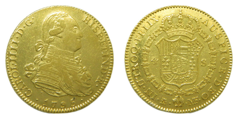 Carlos IV (1788-1808) 1795 MF. Madrid. 4 escudos (AC1478) Au 13,47 gr.

Status...