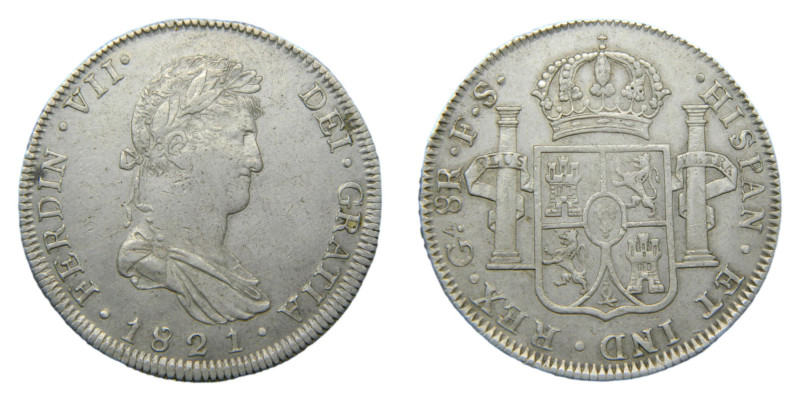 Fernando VII (1808-1833) 1821 FS. Guadalajara. 8 reales. (AC1210) Ar 26,91 gr. ...