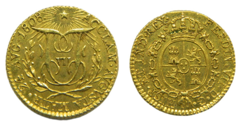 Fernando VII (1808-1833) 1808 Medalla de proclamación. Madrid. Módulo 1/2 escudo...