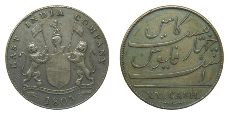 INDIA 1803. Madras 20 cash. east india co. (km#321) 

Status: EBC