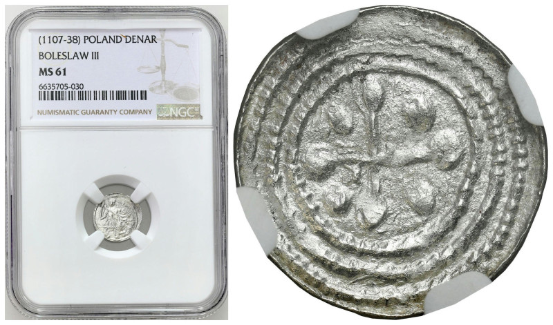 Medieval coins 
607

Bolesław III Krzywousty (1102–1107–1138). Denar NGC MS61...