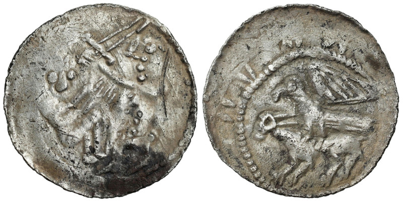 Medieval coins 
607

Władysław II Wygnaniec. (1138-1146). Denar 
AW: Rycerz ...