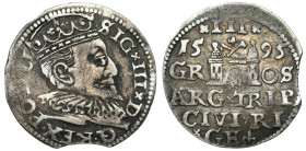 Sigismund III Vasa 
POLSKA/ POLAND/ POLEN / POLOGNE / POLSKO

Zygmunt III Waza. Trojak - 3 Grosz (Groschen) 1595, Ryga / Riga 

Wariant z końcówk...