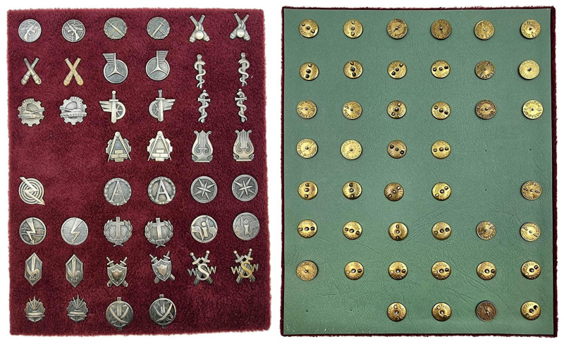 Decorations, Orders, Badges
PRL. Corps, set of 43 pieces 

Całość na tekturce...