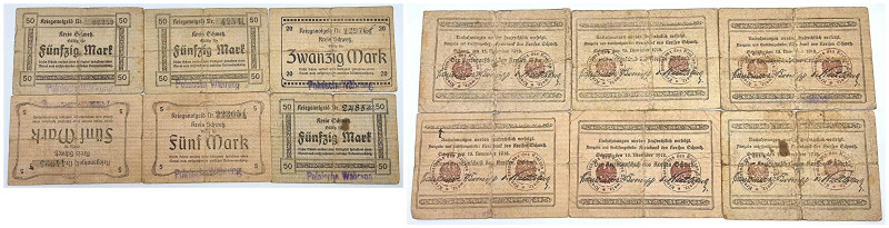 World banknotes and sets
World. 5-50 marks 1918, set of 6 pieces 

Różne wari...