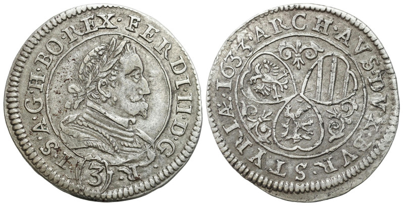 Austria
Austria, Ferdinand II (16191637), 3 krajcar 1633, Graz 

Resztki poły...