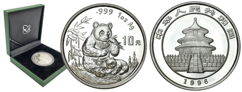China
China. 10 yuan 1996 - Panda 

Menniczy egzemplarz w kapslu.Dołączone do...