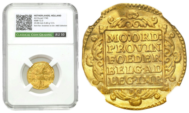 Netherlands
Niederlande. Ducat (Dukaten) 1743, Holland CCG AU50 
AW: Stojący r...