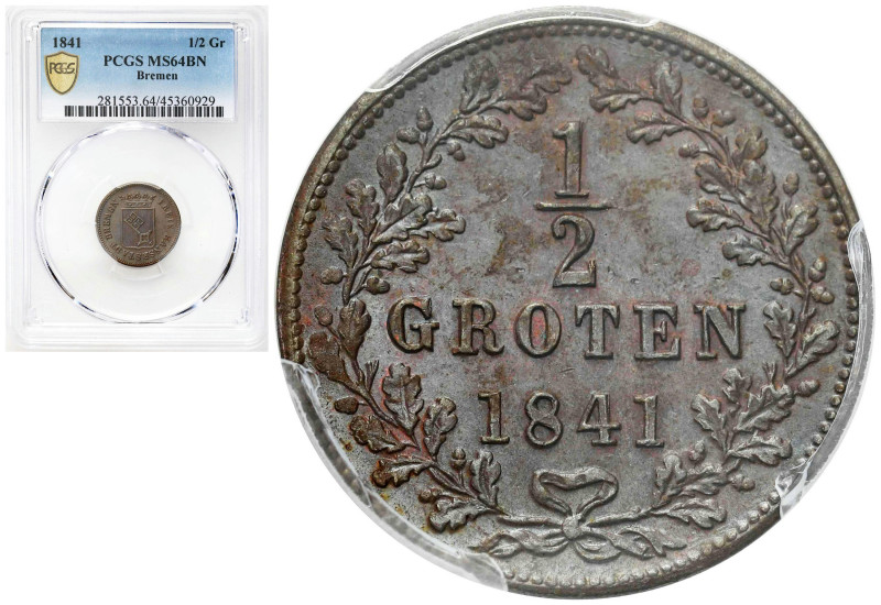 Germany - a large collection of German coins
Germany, Bremen. 1/2 groschen 1841...