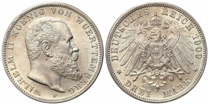 Germany - a large collection of German coins
Germany, Wrttemberg. 3 mark 1909 F...