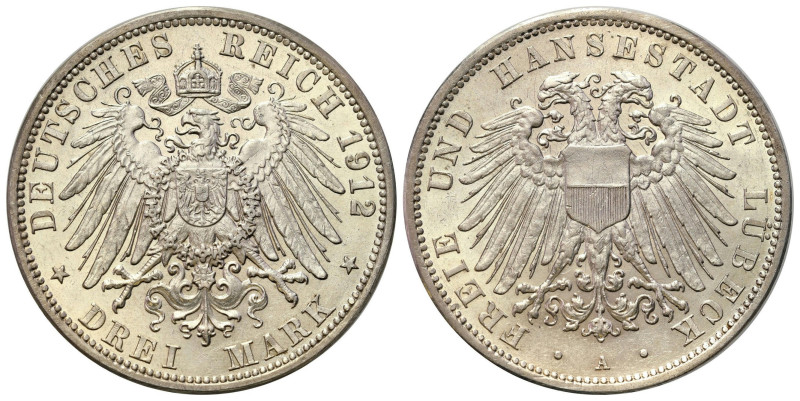 Germany - a large collection of German coins
Germany, Lbeck. 3 mark 1912 A, Ber...