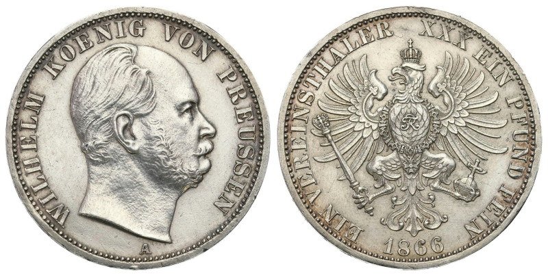 Germany
Germany, Prussia. William I (1861-1888). Thaler (Taler) 1866 A, Berlin ...