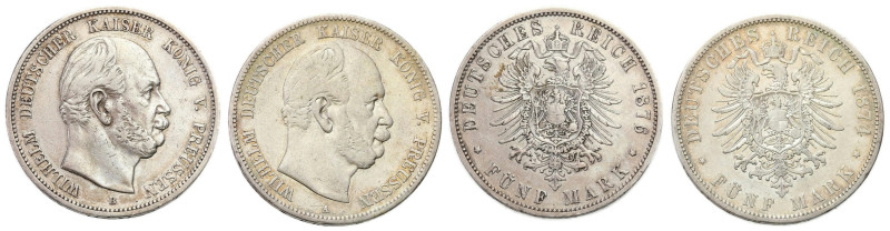 Germany
Germany, Prussia. William I (1861-1888). 5 mark 1874-1876 A, Berlin B, ...