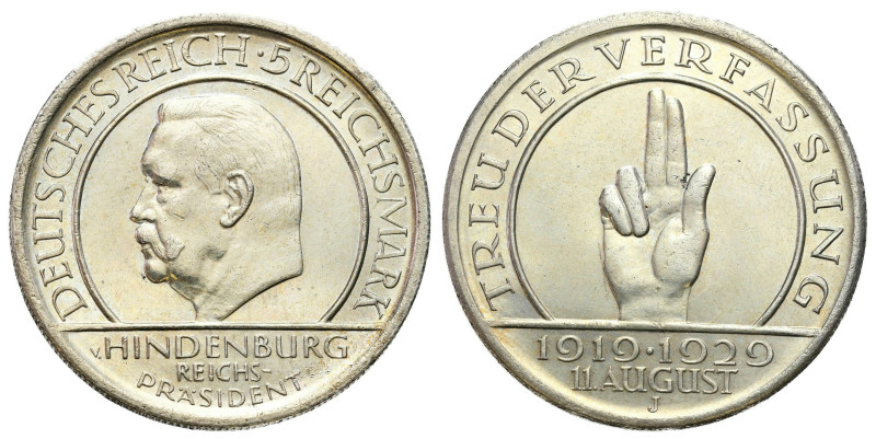 Germany
Germany, Weimar. 5 mark 1929 J Schwurhand 

10. lecie Przysięgi Weima...