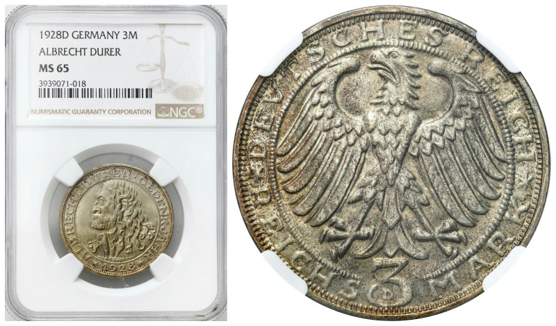 Germany
Germany, Weimar. 3 mark 1928 D, Mnchen NGC MS65 - BEAUTIFUL and RARE 
...