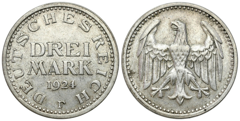 Germany
Germany, Weimark Republic. 3 mark 1924 F, Stuttgart 

Obiegowy egzemp...