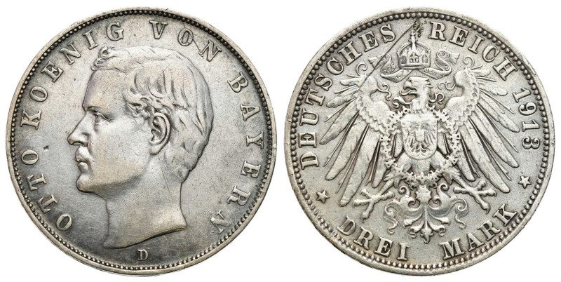 Germany
Germany, Bavaria. Otto (18861913). 3 mark 1908 D, Mnchen 

Ciemna pat...