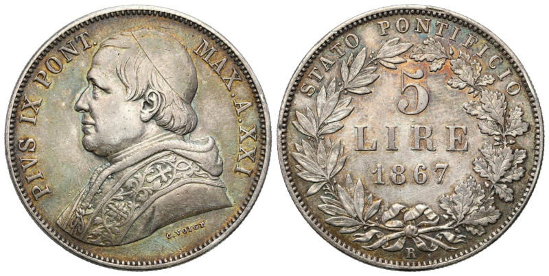 Vatican - Italy
Italy, Vatican. Pius IX (18461878). 5 lire 1866, Rome 

Kolor...