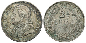 Vatican - Italy
Italy, Vatican. Pius IX (1846-1870). 2 1/2 Lire 1867, Rome 

Przyzwoicie zachowany, patyna, osad.&nbsp;

Details: 12,54 g Ag 
Co...