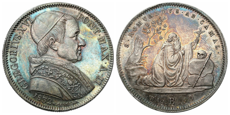 Vatican - Italy
Italy, Vatican. Gregorio XVI (1831-1846). 50 Baiocchi 1832 B, B...