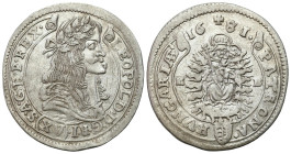 Hungary
Hungary, Leopold I. 15 krajcars 1681 KB, Kremnitz / Kremnica 

Delikatny połysk w tle, drobne ryski.

Details: 6,16 g Ag 
Condition: 2-/...