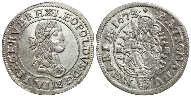 Hungary
Hungary, Leopold I (1658-1705). 6 krajcars 1673 KB, Kremnitz / Kremnica...