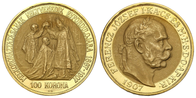 Hungary
Hungary. Franz Josef I 100 crowns 1907 KB, Kremnitz / 40jhrige Krnungsj...