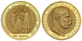 Hungary
Hungary. Franz Josef I 100 crowns 1907 KB, Kremnitz / 40jhrige Krnungsjubilum - BEAUTIFUL 

Moneta wybita z okazji 40-lecia koronacji Franc...