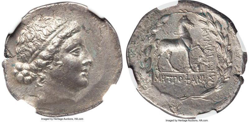 AEOLIS. Cyme. Ca. 165-155 BC. AR tetradrachm (30mm, 16.15 gm, 11h). NGC AU 4/5 -...