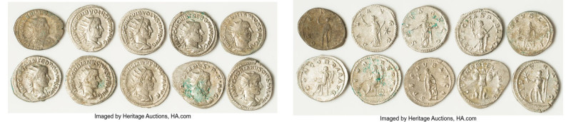 ANCIENT LOTS. Roman Imperial. Lot of ten (10) AR and BI antoniniani. Choice Fine...