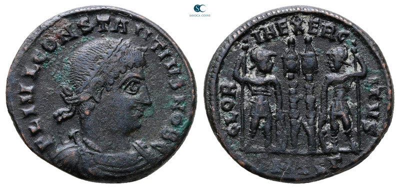 Constantius II, as Caesar AD 337-347. Thessaloniki
Follis Æ

18 mm, 2,70 g
...