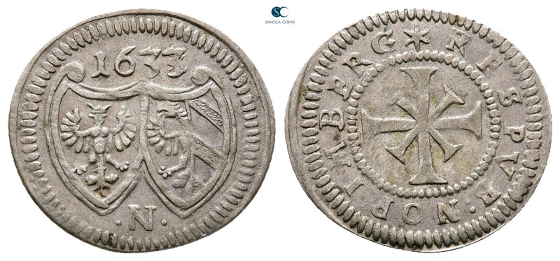 Germany. Nürnberg AD 1633. 
1 Kreuzer AR 

18 mm, 0,87 g



Extremely Fin...